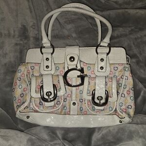 Stylish White and Multicolor Handbag